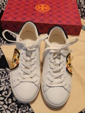 Tory Burch Women's White and Navy Athletic Shoes